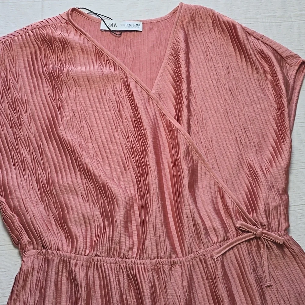 Zara Rose Pink Pleated Culotte Jumpsuit Girls Size 11/12